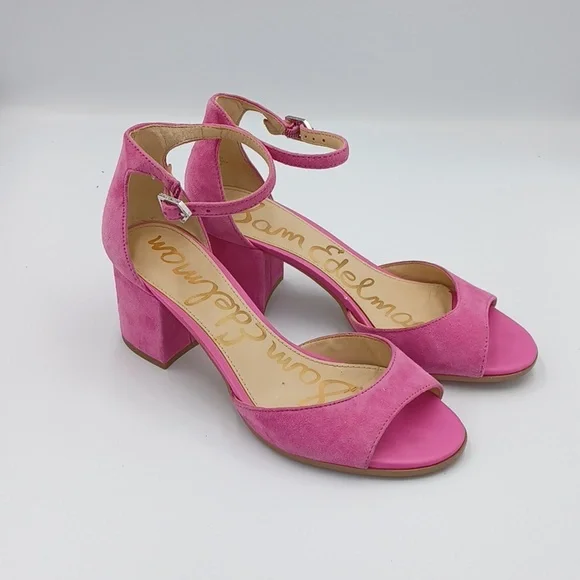 Sam Edelman | Shoes | Sam Edelman Susie Pink Suede Block Heel Sandal ...